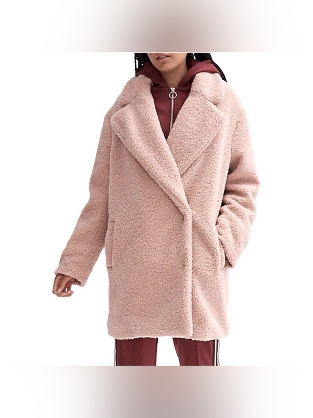 Noize Paloma Pink Teddy Vegan Cruelty-Free Faux Sherpa Coat